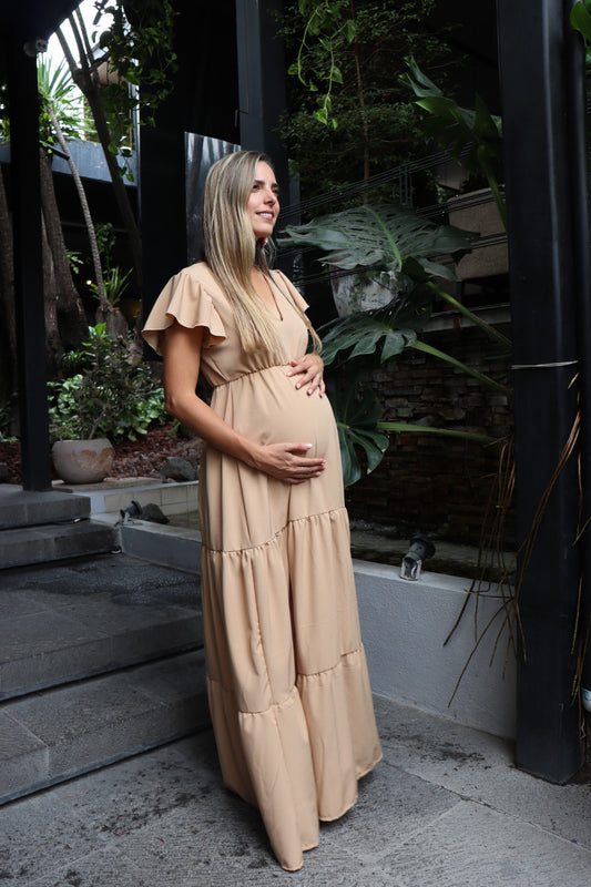 Vestido de maternidad Sofia Dalia beige madrid