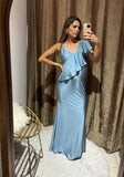 Vestido de maternidad Linda, azul polvo brilloso