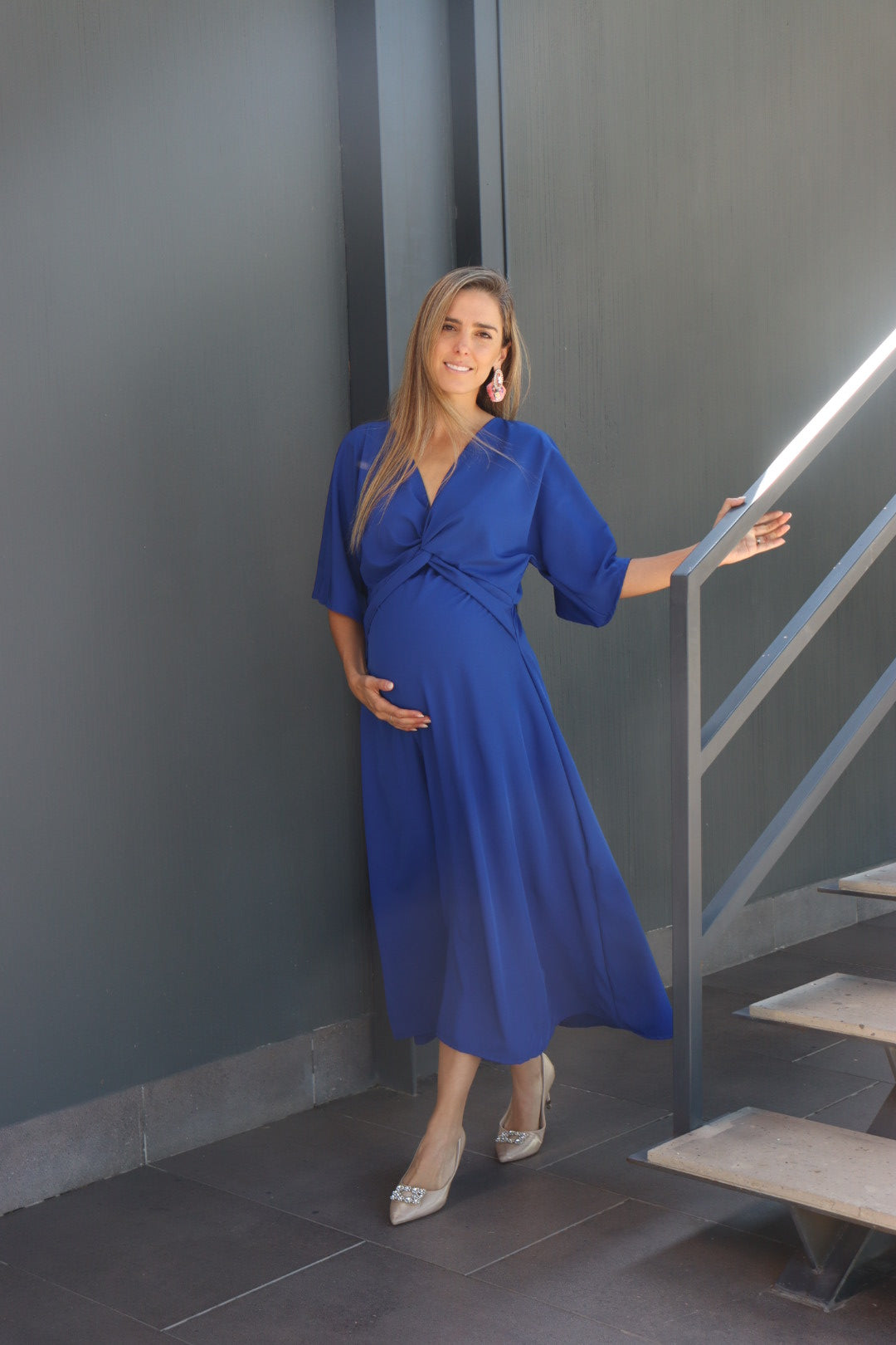 Vestido de maternidad Alicia azul rey