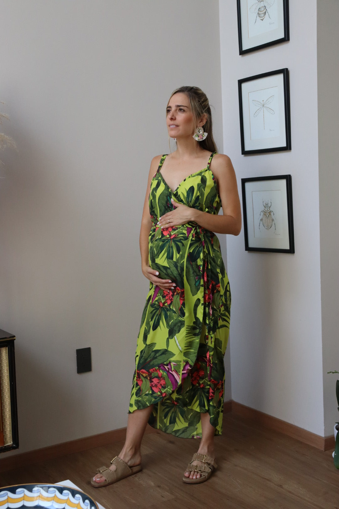 Vestido de maternidad, tirantes flores vivas CH