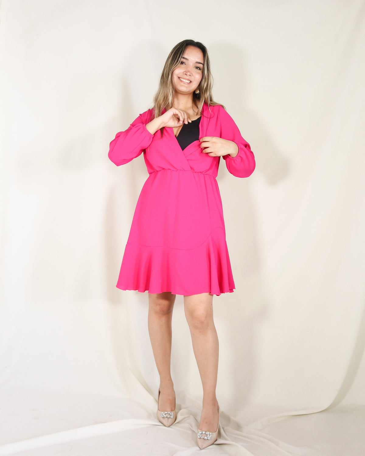 Vestido de lactancia, Zara rosa barbie mangas largas