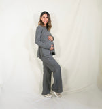 Conjunto de maternidad Cinthya, gris rayitas