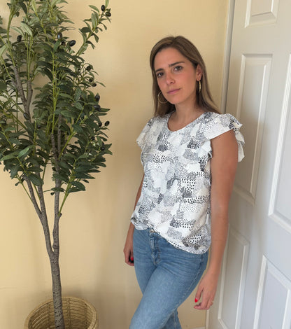 Nursing blouse andy white with black