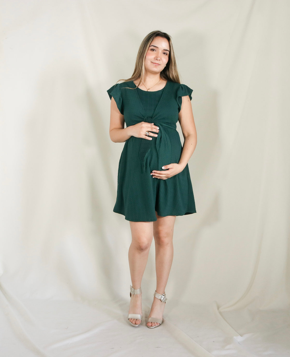 Vestido de maternidad y lactancia Romina verde