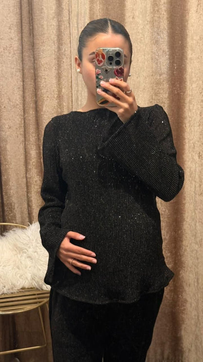 Conjunto de maternidad Mayte, negro lentejuelas