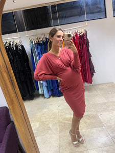 Vestido de maternidad, Simone rosa quemado rayitas