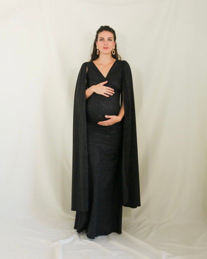 Vestido de maternidad Eliana, negro brillos CH, M y G