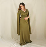 Vestido de maternidad Eliana, verde olivo neopreno