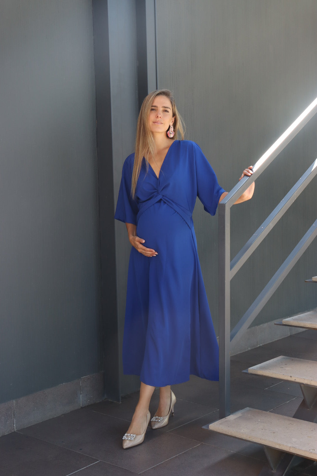 Vestido de maternidad Alicia azul rey