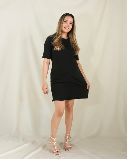 Vestido de maternidad y lactancia negro, Belinda Algodón (M y XG)