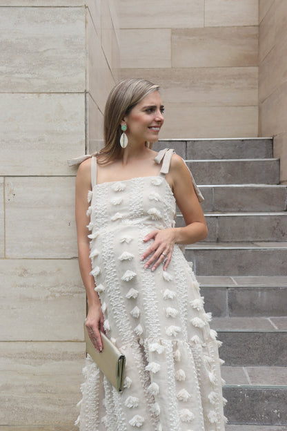 Vestido de maternidad Dalia beige pompones M