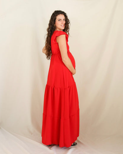 Vestido de maternidad Andrea/Dalia rojo M-G-XG
