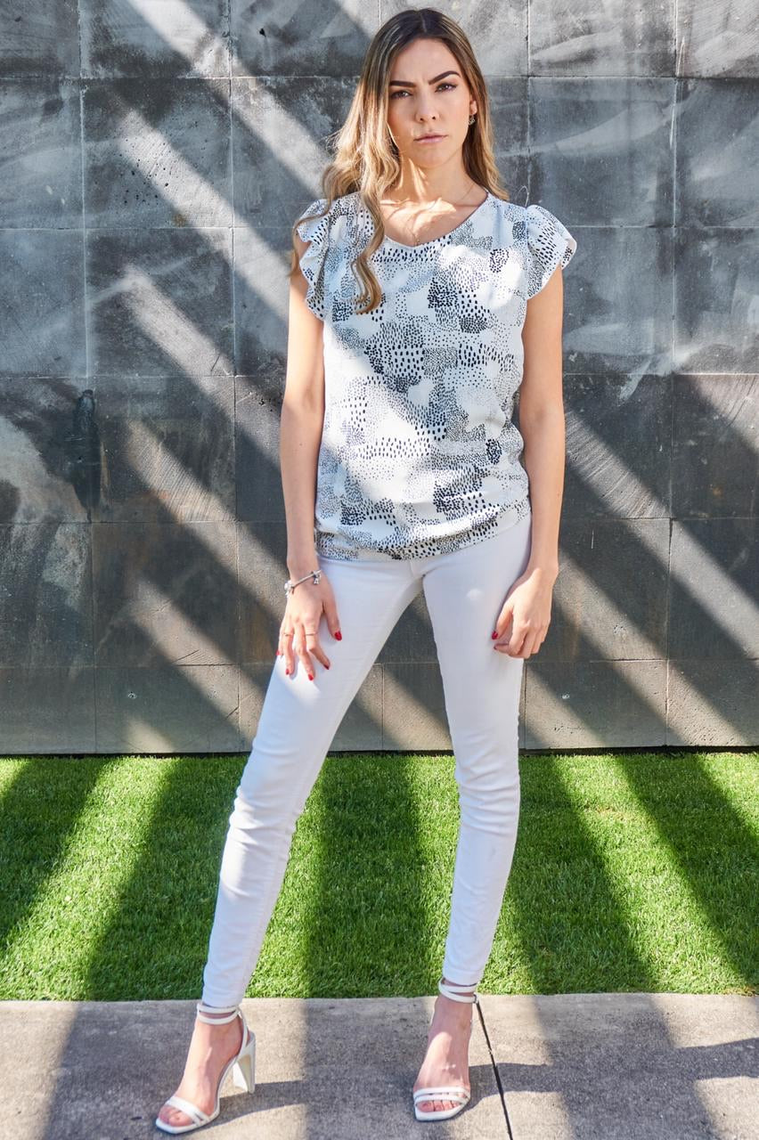 Nursing blouse andy white with black