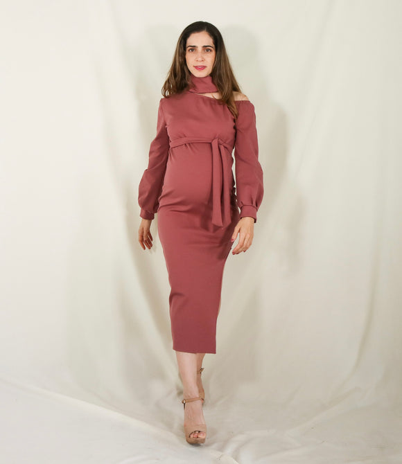 Vestido de maternidad paola, rosa quemado CH y M