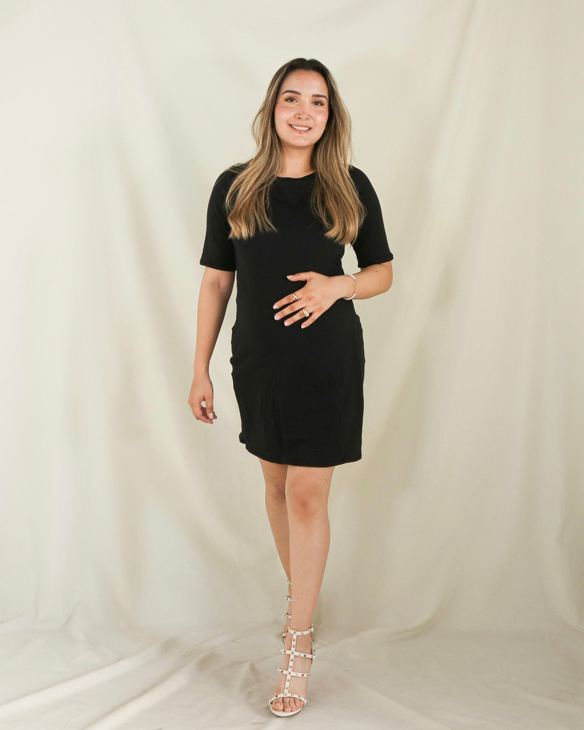 Vestido de maternidad y lactancia negro, Belinda Algodón (M y XG)