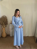 Vestido lactancia y maternidad Romina azul madrid largo