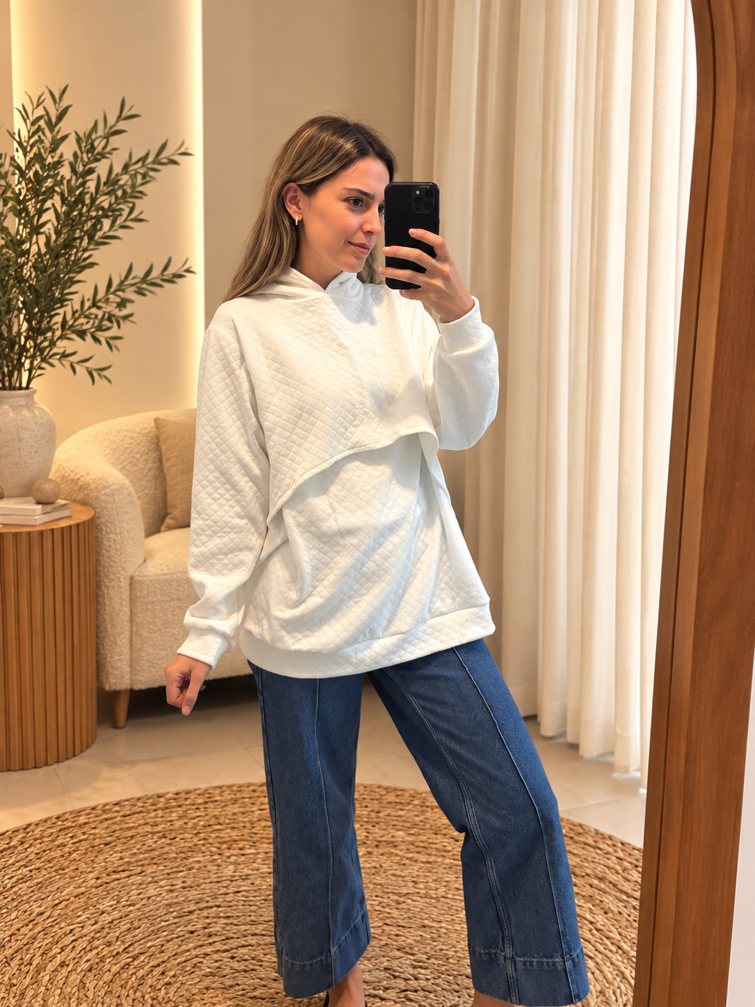 Sudadera de lactancia, Gloria ivory rombos