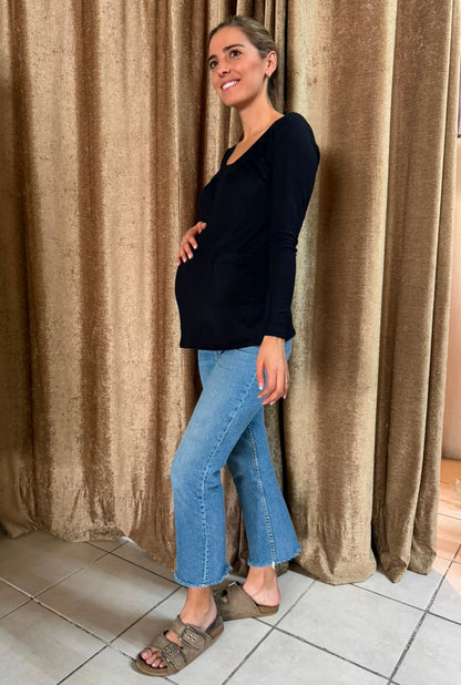 Blusa maternidad negra mangas largas Brush