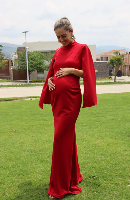 Vestido de maternidad Carola, rojo vivo vértigo