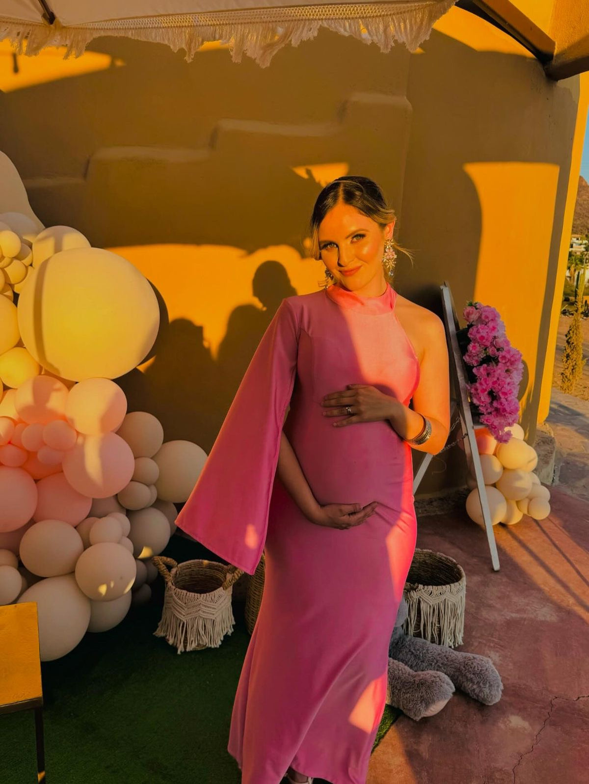Vestido de maternidad Carola, rosa intenso licra