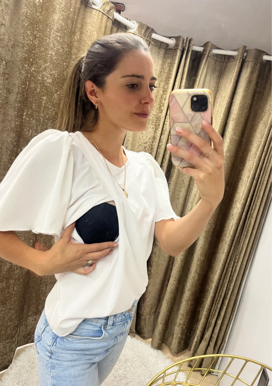 Blusa lactancia Zayra blanca XL