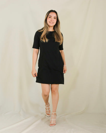 Vestido de maternidad y lactancia negro, Belinda Algodón (M y XG)