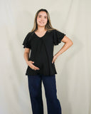 Nursing/maternity blouse, black Bertha