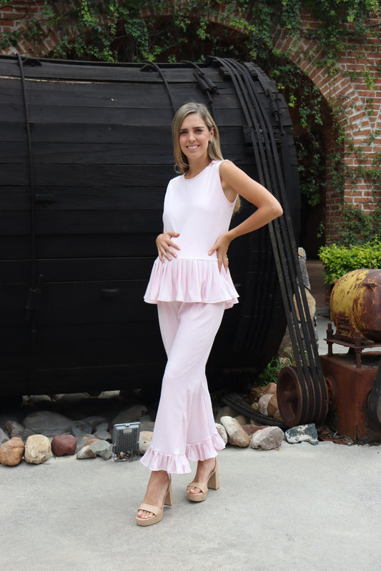 Conjunto de maternidad Imelda, rosa rayitas claro