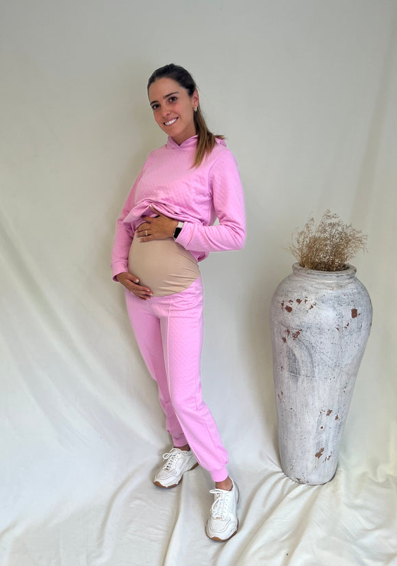 Pants de maternidad y lactancia rosa rombos M