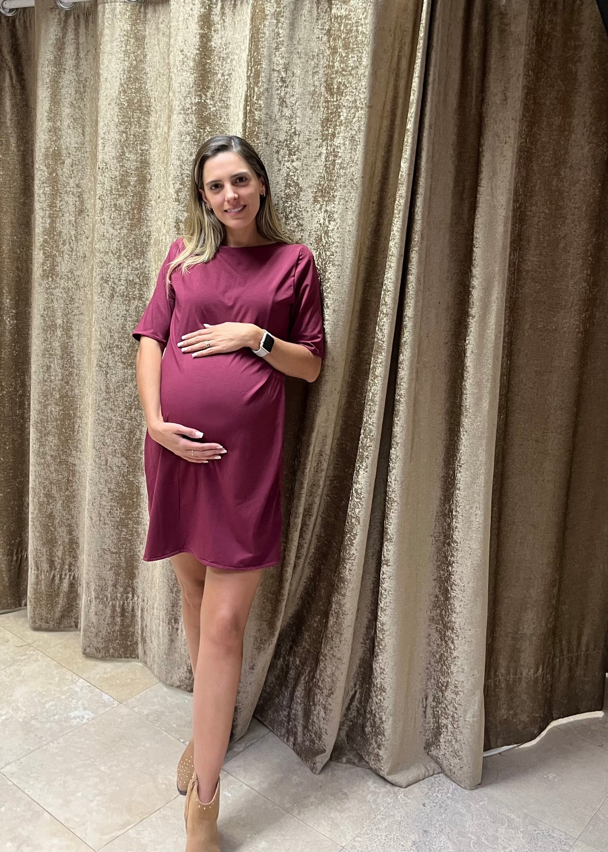 Vestido de maternidad y lactancia vino, Belinda CH