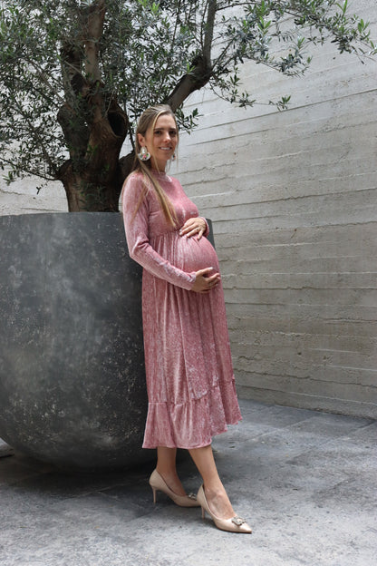 Vestido de maternidad, Gaby, Rosa terciopelo
