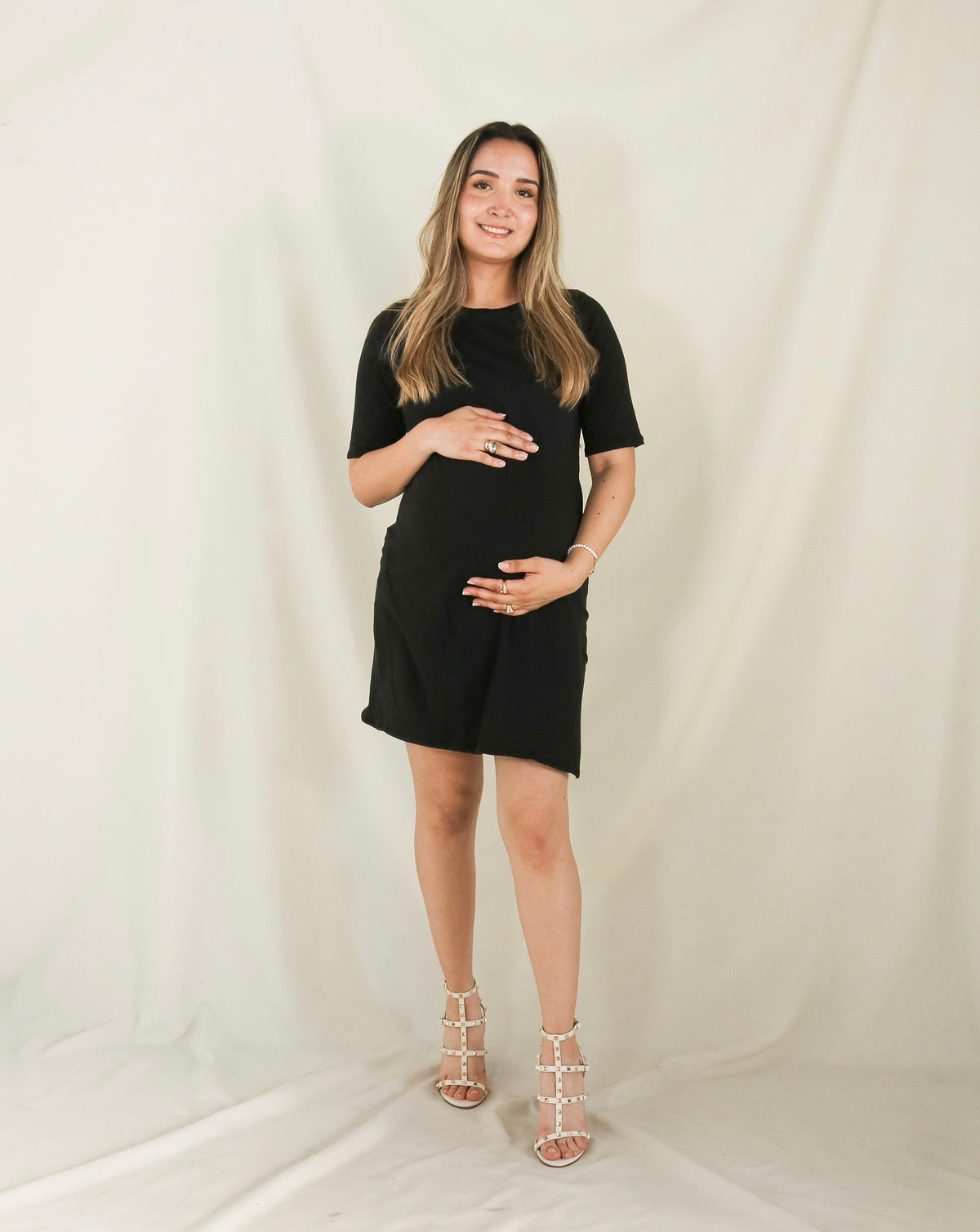 Vestido de maternidad y lactancia negro, Belinda Algodón (M y XG)