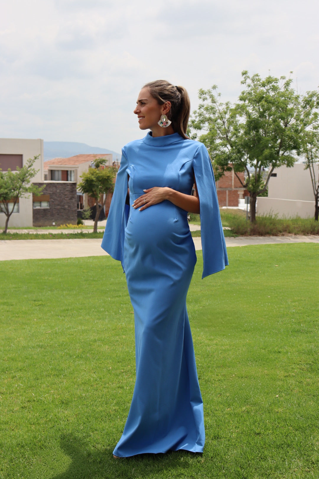 Vestido de maternidad Carola, azul piedra Ponti Roma