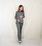 Conjunto de maternidad Cinthya, gris rayitas