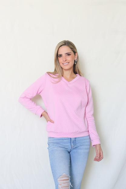 Sudadera de lactancia, rombos Cassandra rosa