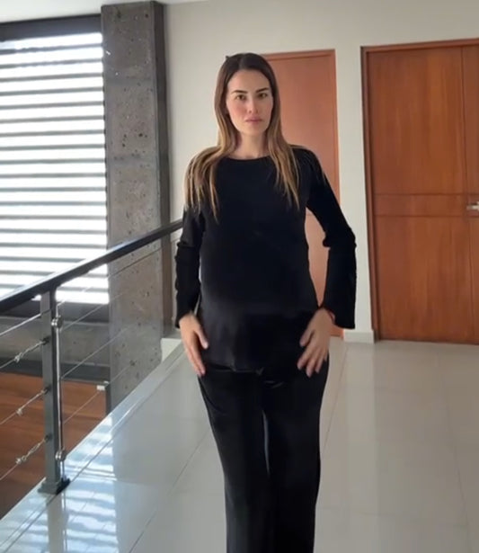 Conjunto de maternidad Mayte, negro terciopelo
