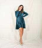 Vestido de maternidad, verde terciopelo rayas Gaby corto