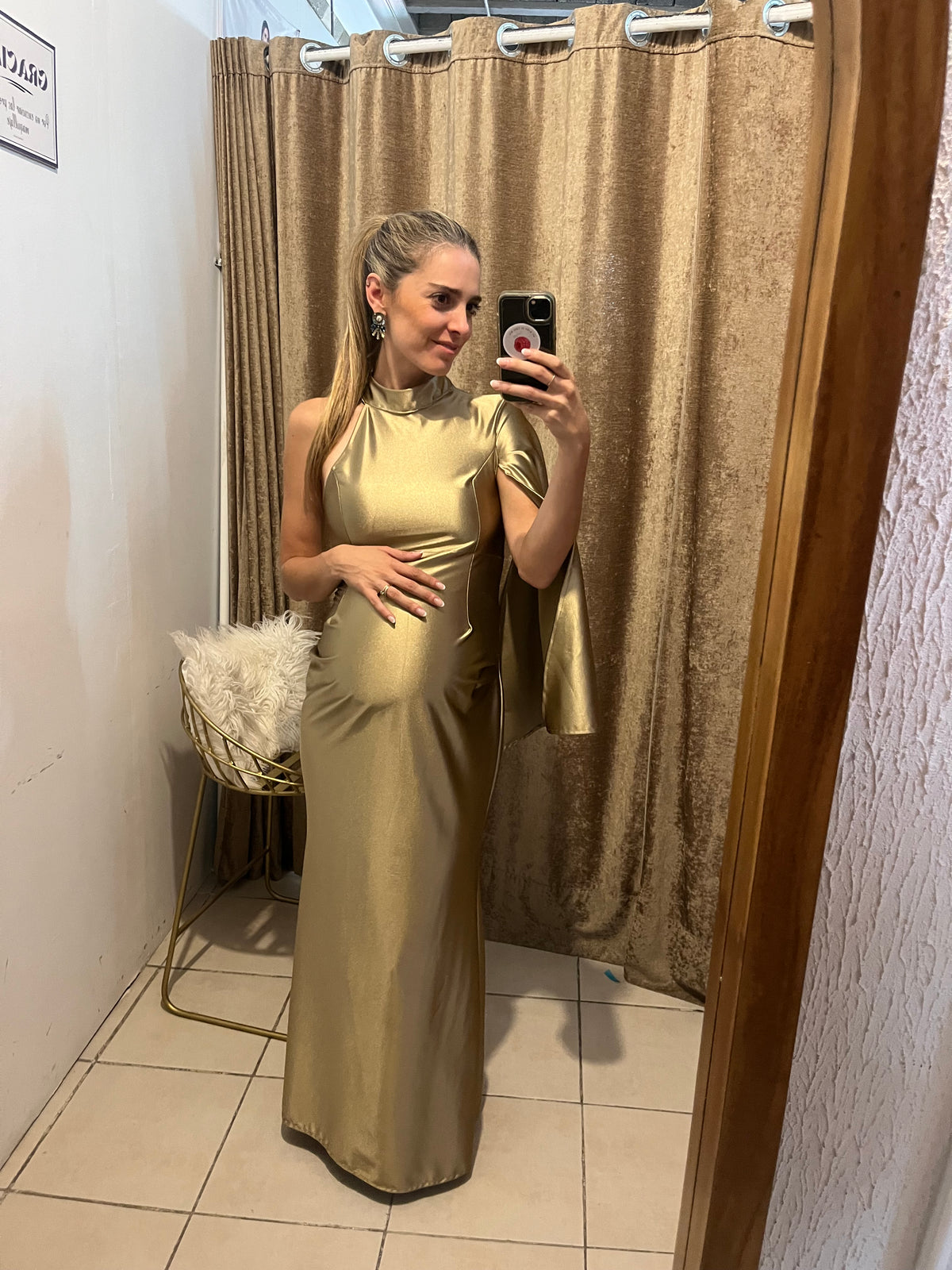 Vestido de maternidad Carola, oro licra