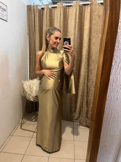 Vestido de maternidad Carola, oro licra