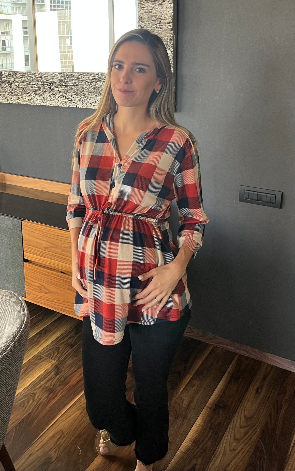 Blusa de Maternidad Unitalla cuadros