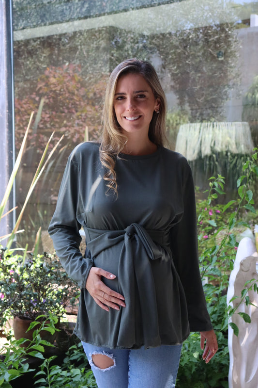 Blusa de maternidad, Paulina verde algodón