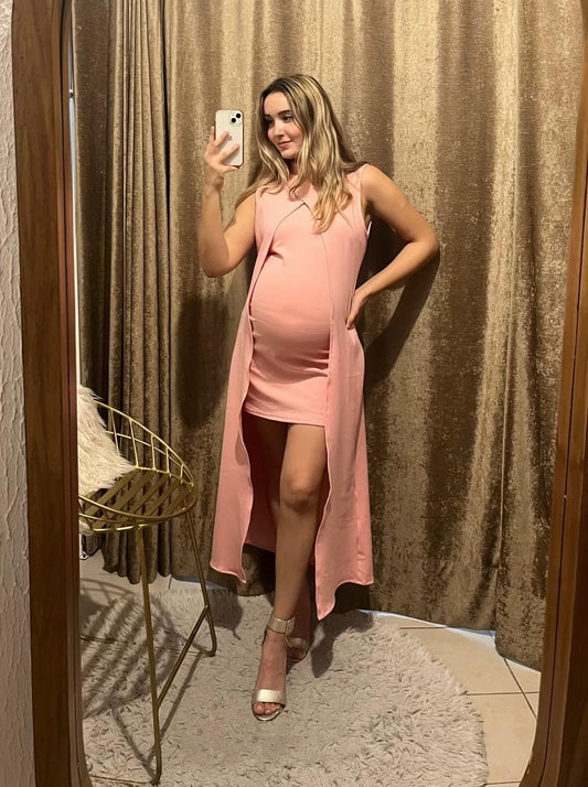 Vestido Elena de maternidad rosa claro licra