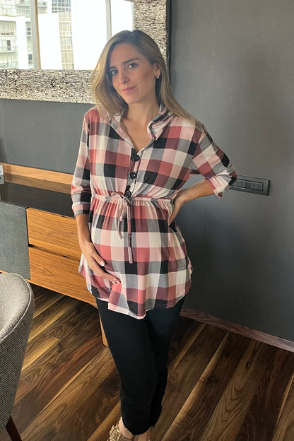 Blusa de Maternidad Unitalla cuadros