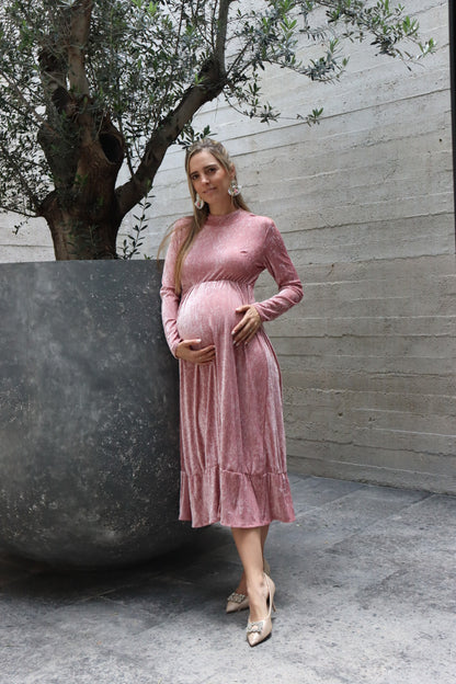 Vestido de maternidad, Gaby, Rosa terciopelo