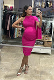 Vestido de maternidad Carola, rosa barbie corto