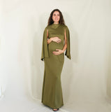 Vestido de maternidad Carola 2 mangas, verde olivo