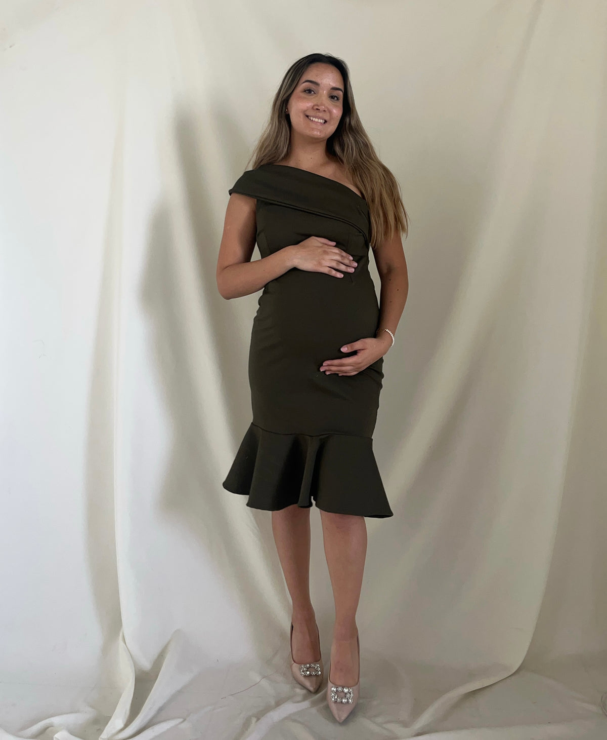 Vestido de maternidad, Maria Jose verde olivo Ponti roma