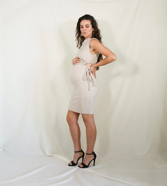 Vestido de maternidad, Graciela beige textura CH