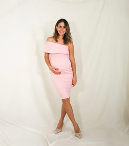 María José pink neoprene maternity dress