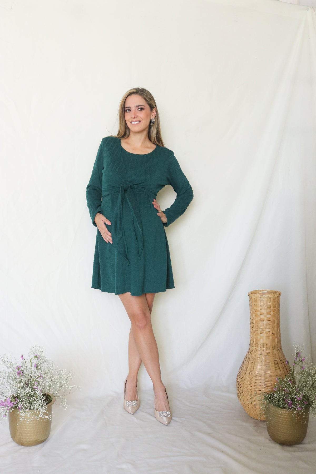 Vestido maternidad y lactancia Romina verde caliente CH a XXG